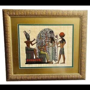 ❤️SOLD❤️Vintage Papyrus Painting From Egyptian Art Caravan "Gods and Goddesses"